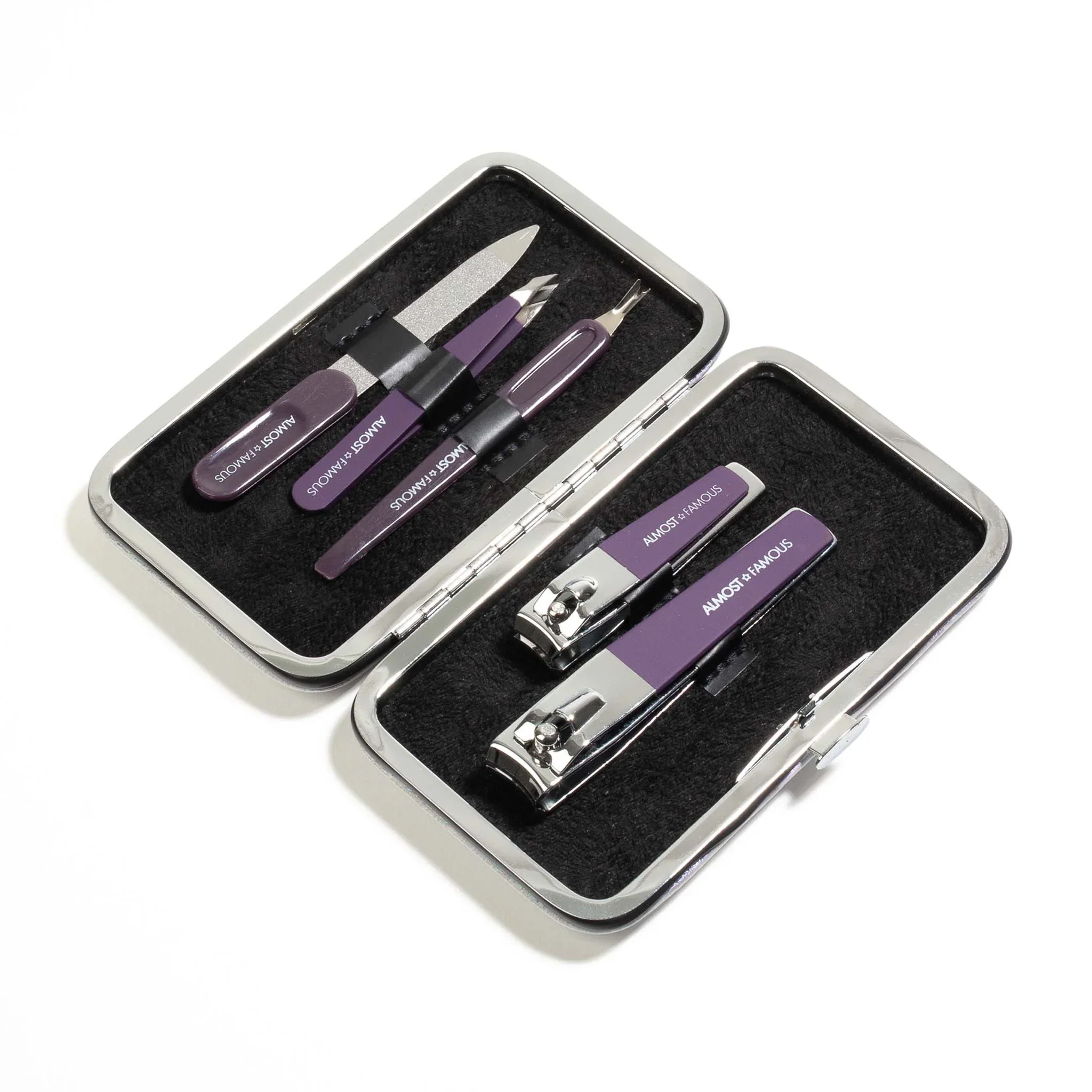 5 Piece Manicure Kit with Holographic Travel Case - Silver - Image 2