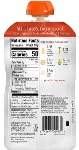 Butternut Squash Carrot Chickpea & Corn Baby Food Pouch - Image 3