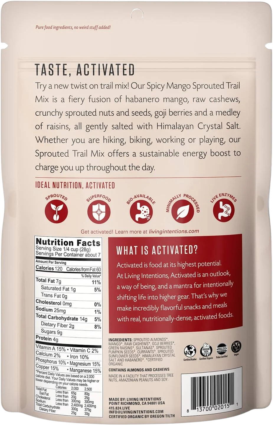 Organic Activated Sprouted Trail Mix - Spicy Mango - Image 2