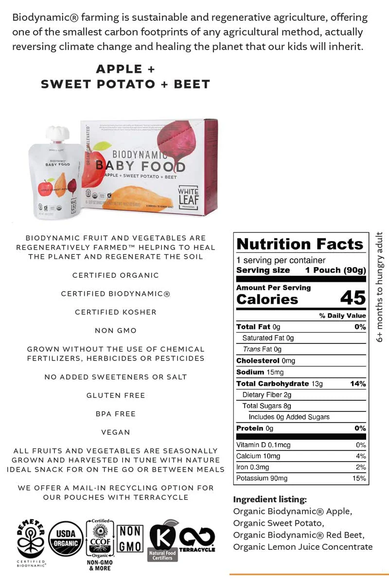 Apple, Sweet Potato, and Beet Baby Food Pouches (6 CT) - Image 6