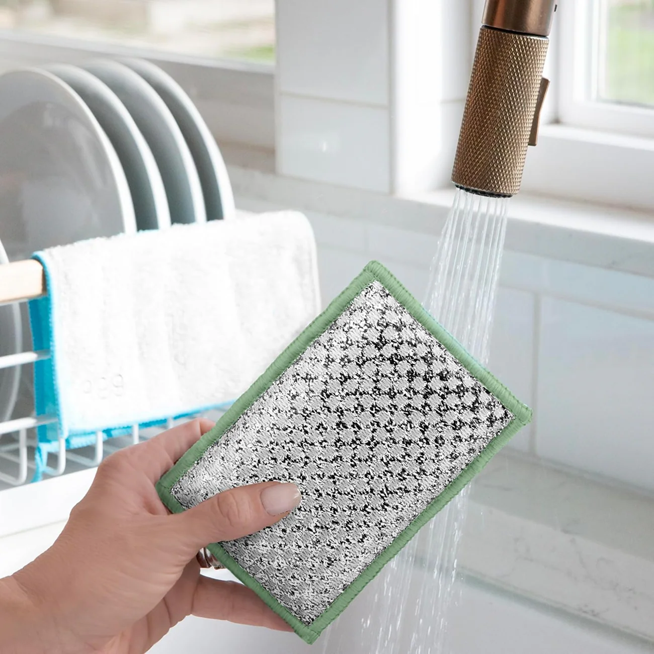 Bamboo Scrub Sponges - White/Sage (3 CT) - Image 4