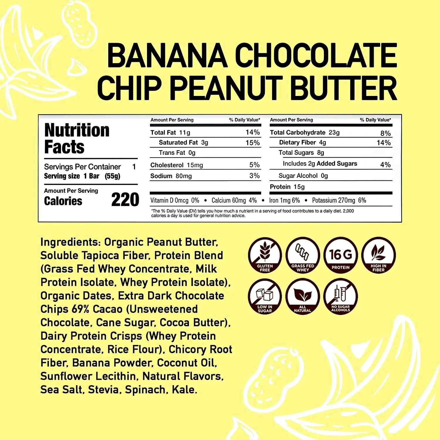 Banana Chocolate Chip Peanut Butter Prebiotic Protein Bar (12 CT) - Image 5