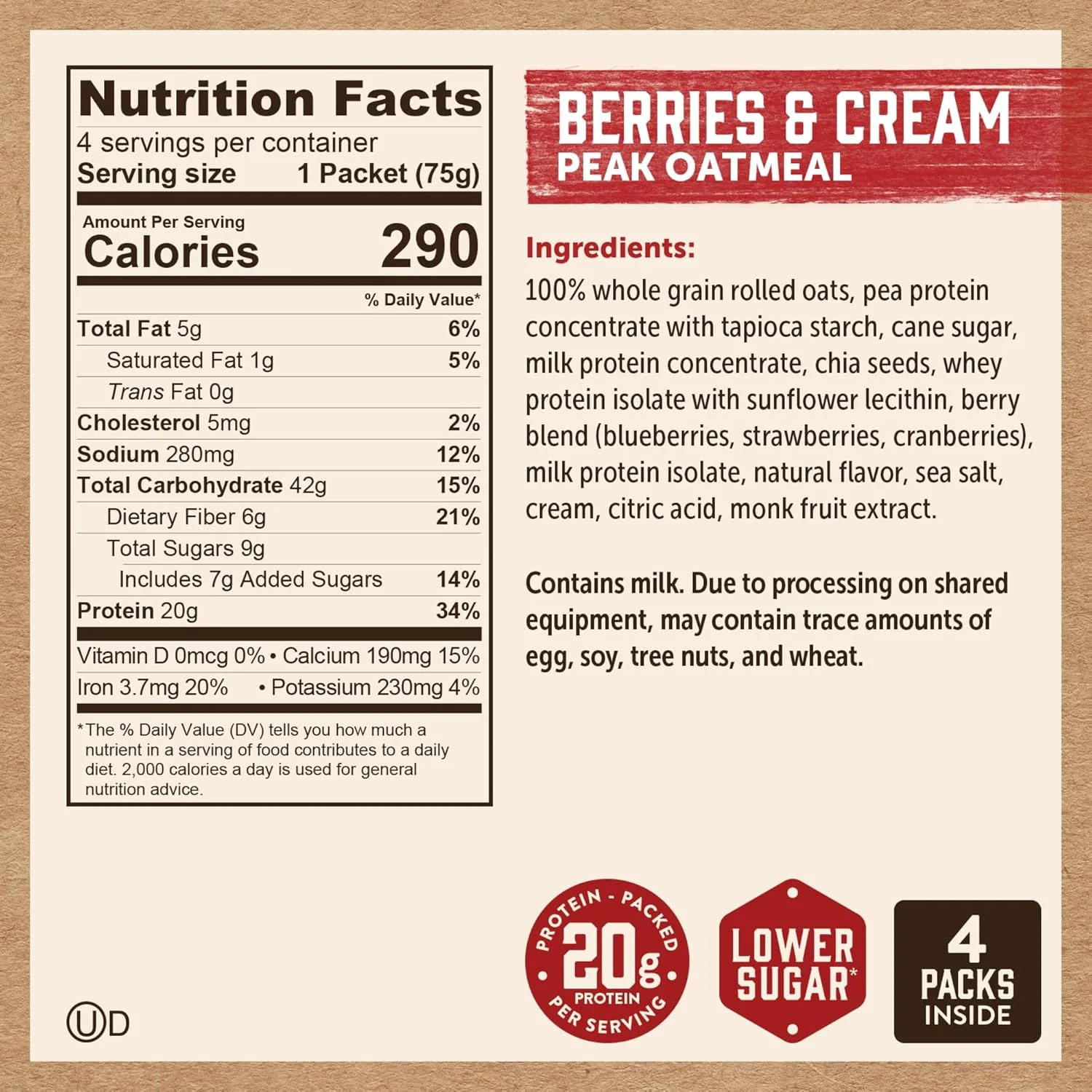 Berries & Cream Oatmeal Packets (4 CT) - Image 4