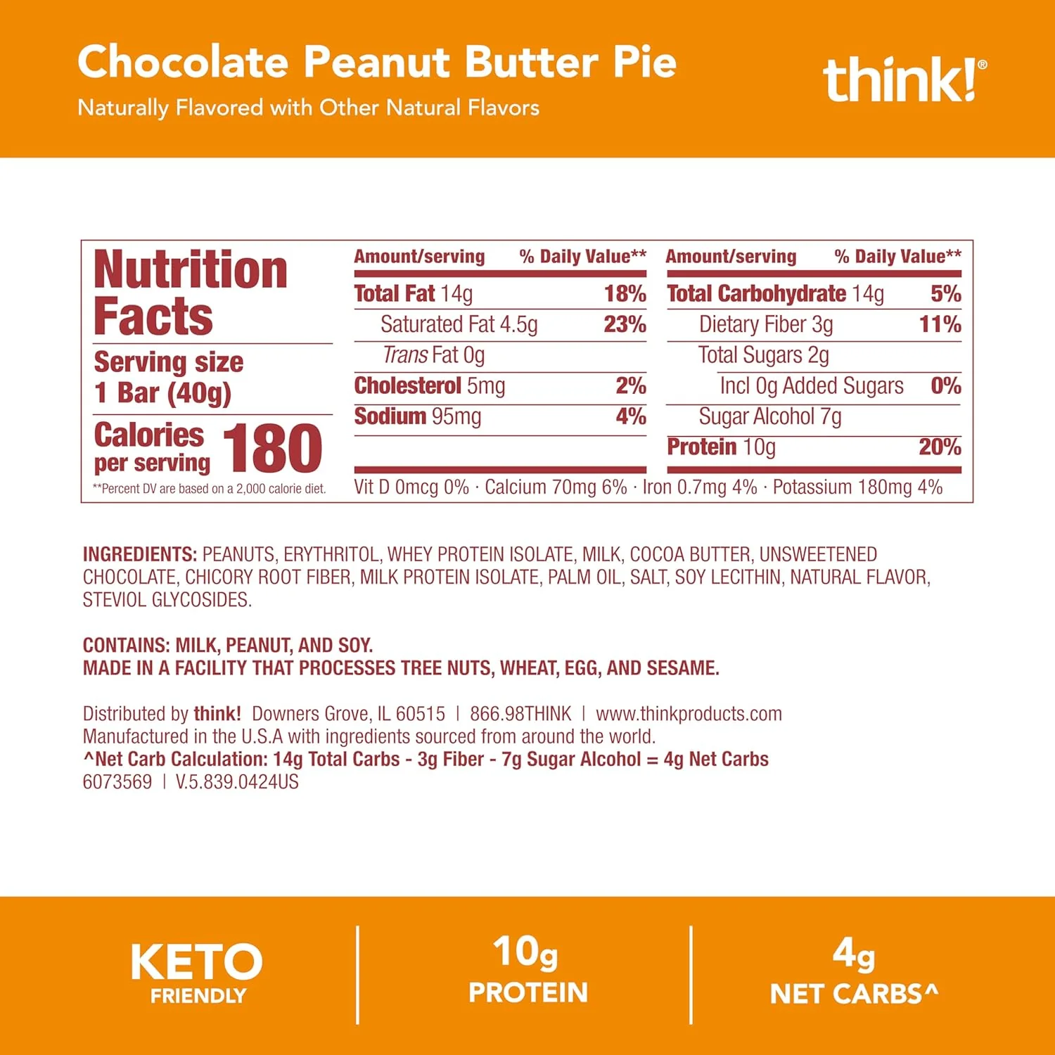 Chocolate Peanut Butter Pie Keto Protein Bar - Image 2