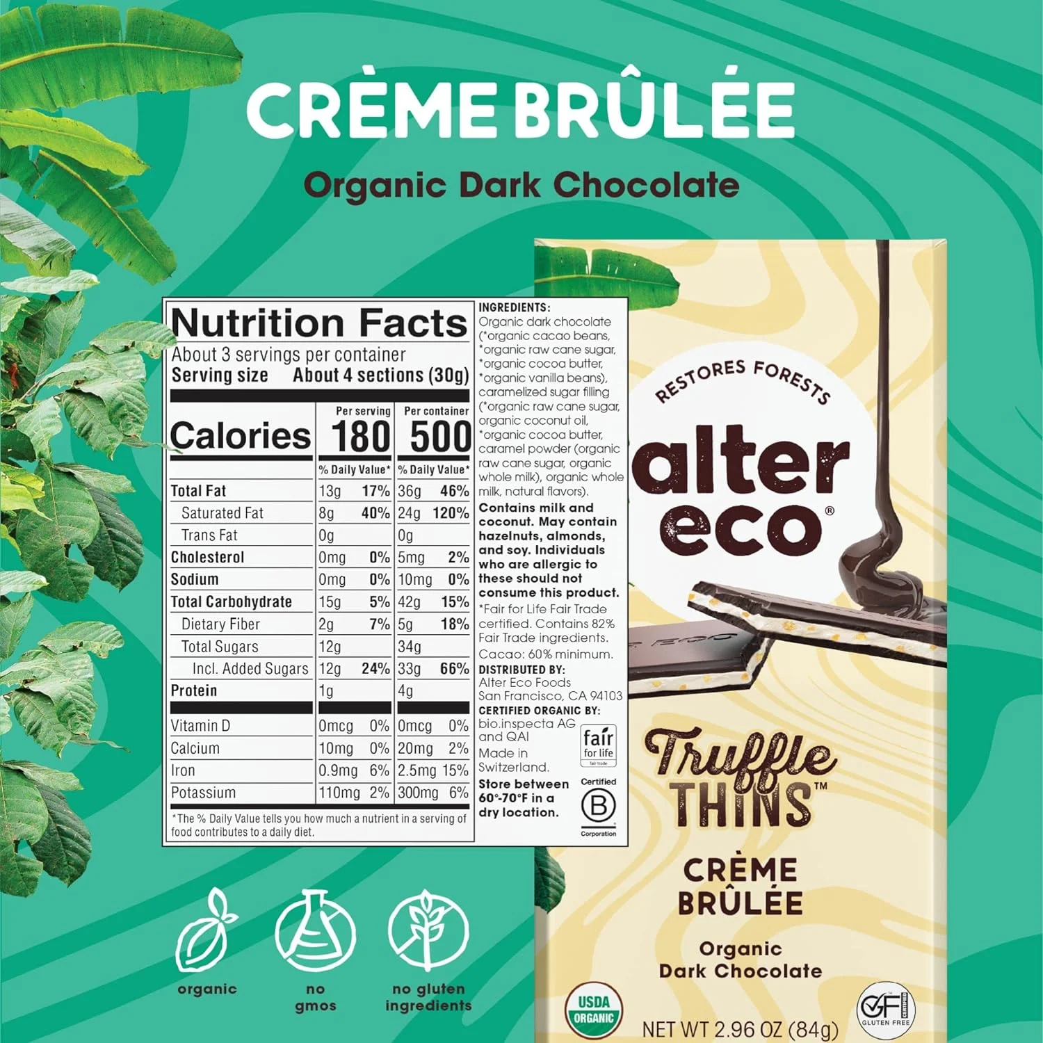 Creme Brulee Truffle Thins Dark Chocolate Bar - Image 4
