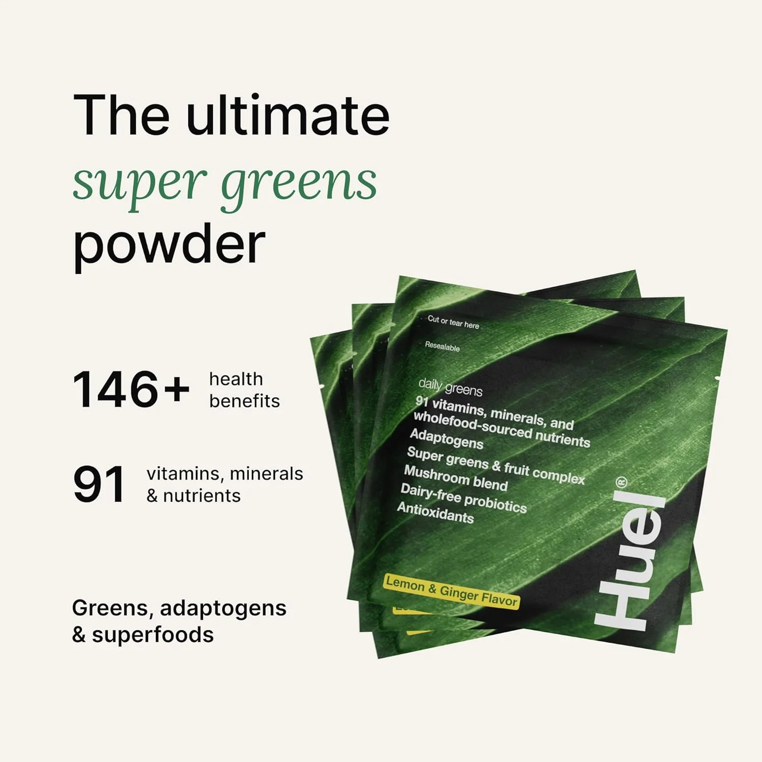 Daily Greens Superfood Drink - Lemon And Ginger (12 CT) - Image 2