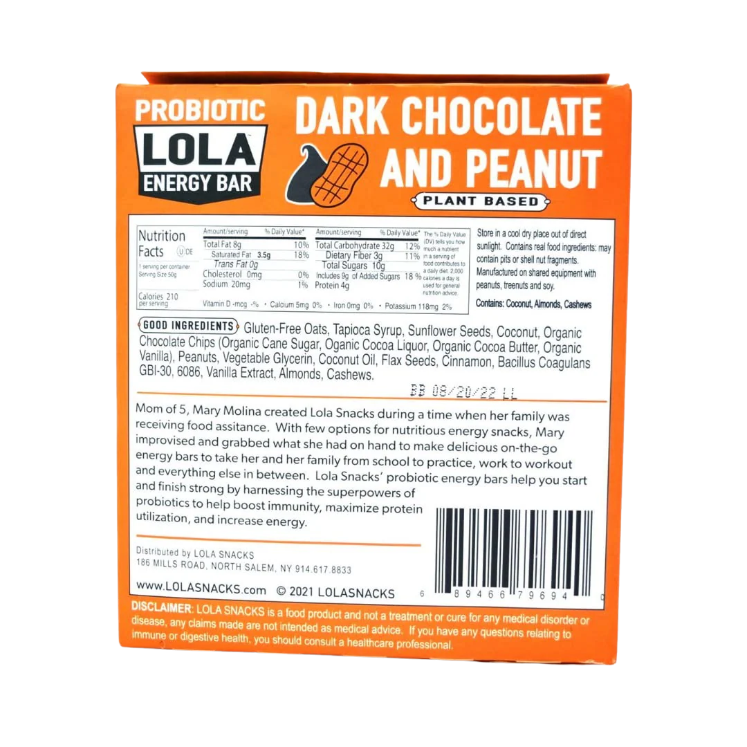 Dark Chocolate & Peanut Probiotic Bar (12 CT) - Image 2
