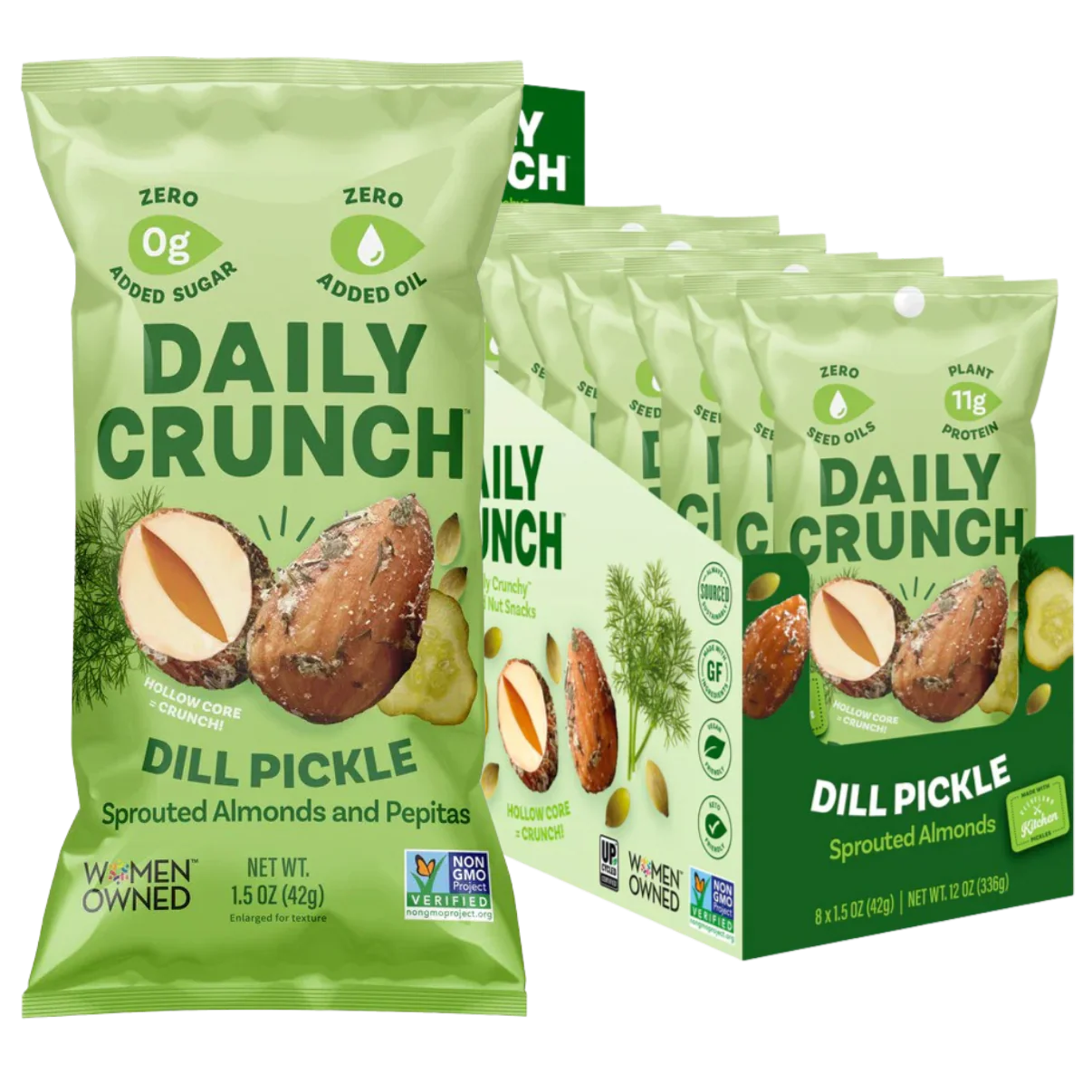 Dill Pickle Sprouted Almonds & Pepitas (8 Pack)