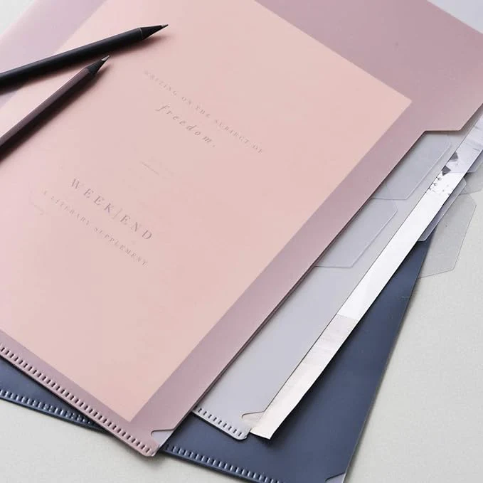 Document File Folders 8.3 in X 11.7 in (3 CT) Grey, Rose and Blue - Image 2