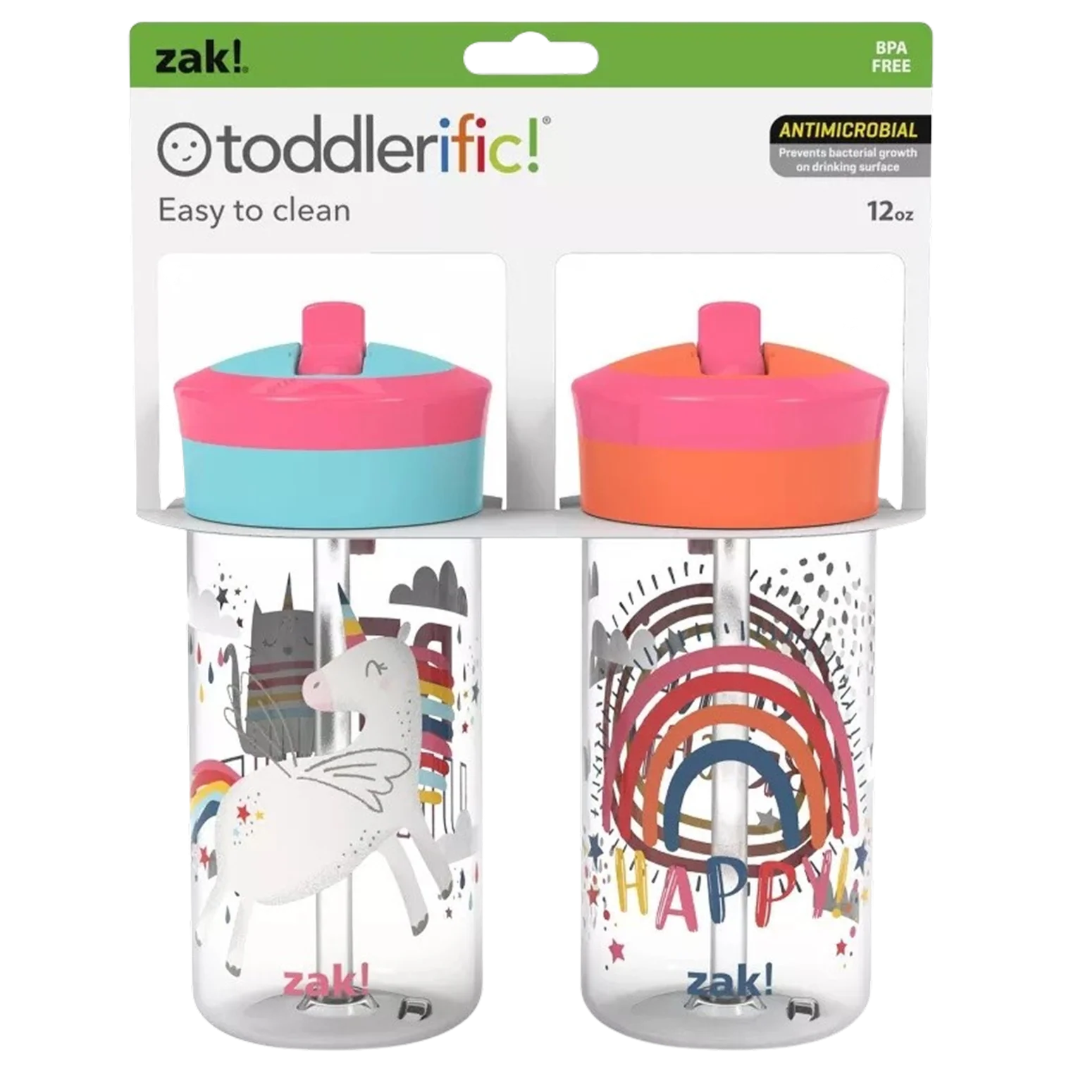 Durable Plastic Bottle Set - 12oz (2 Pack)