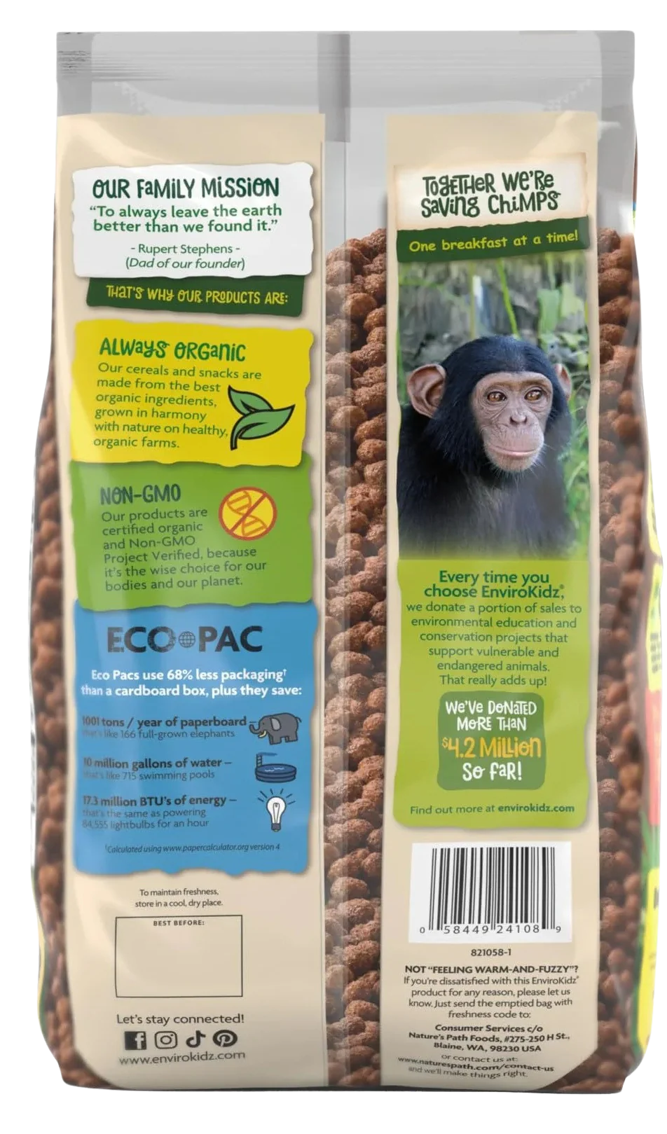 Envirokidz: Choco Chimps Chocolate Flavored Cereal - Image 3
