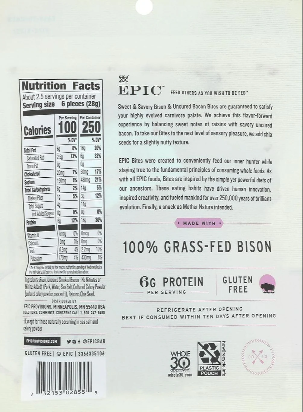 Epic Bison Bacon Chia Jerky Bites - Image 2