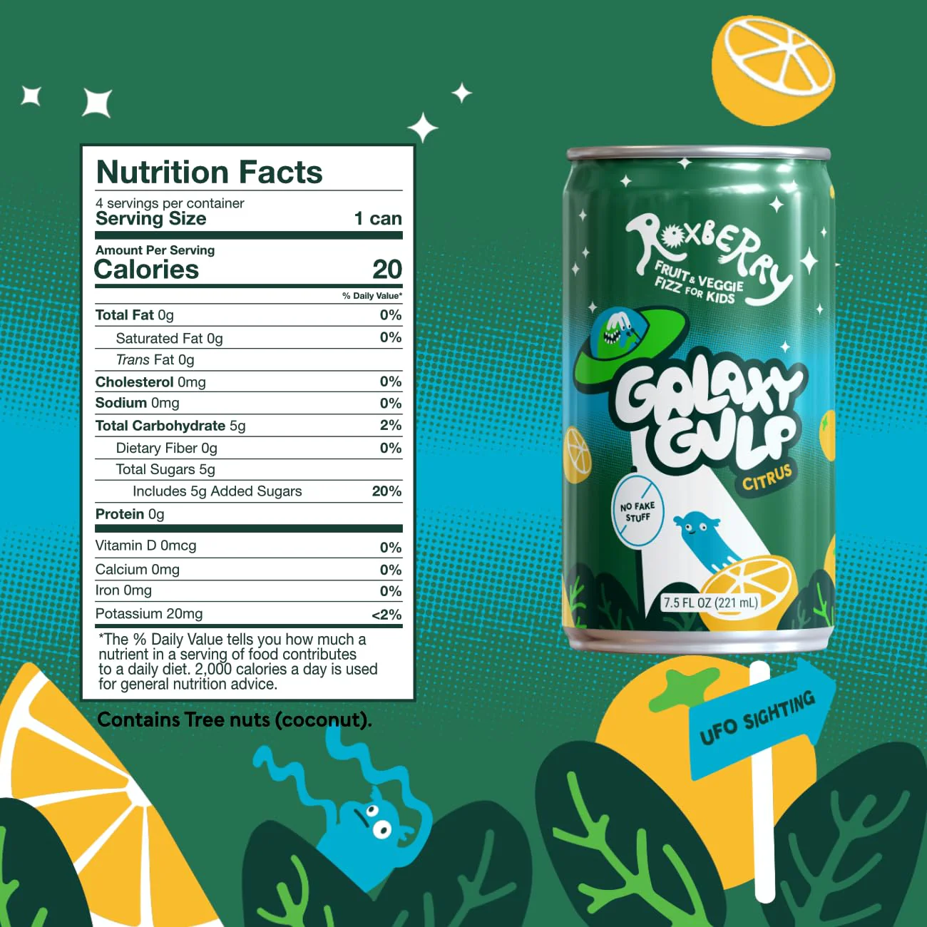 Fruit & Veggie Fizz for Kids - Galaxy Gulp Orange Citrus (4 Pack) - Image 4