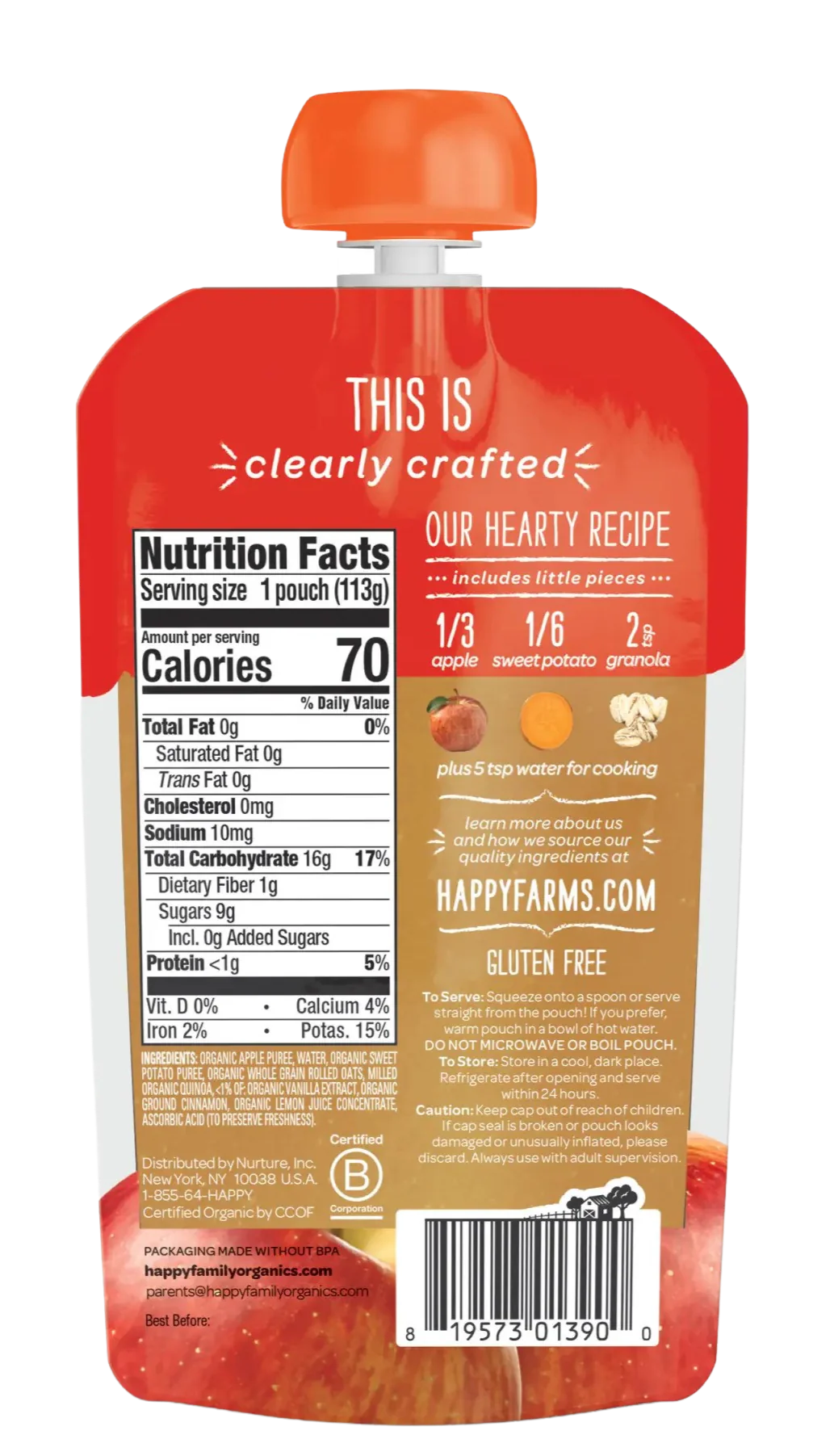 Organic Apples Sweet Potatoes & Granola Stage 2 Baby Food (16 Pack) - Image 3