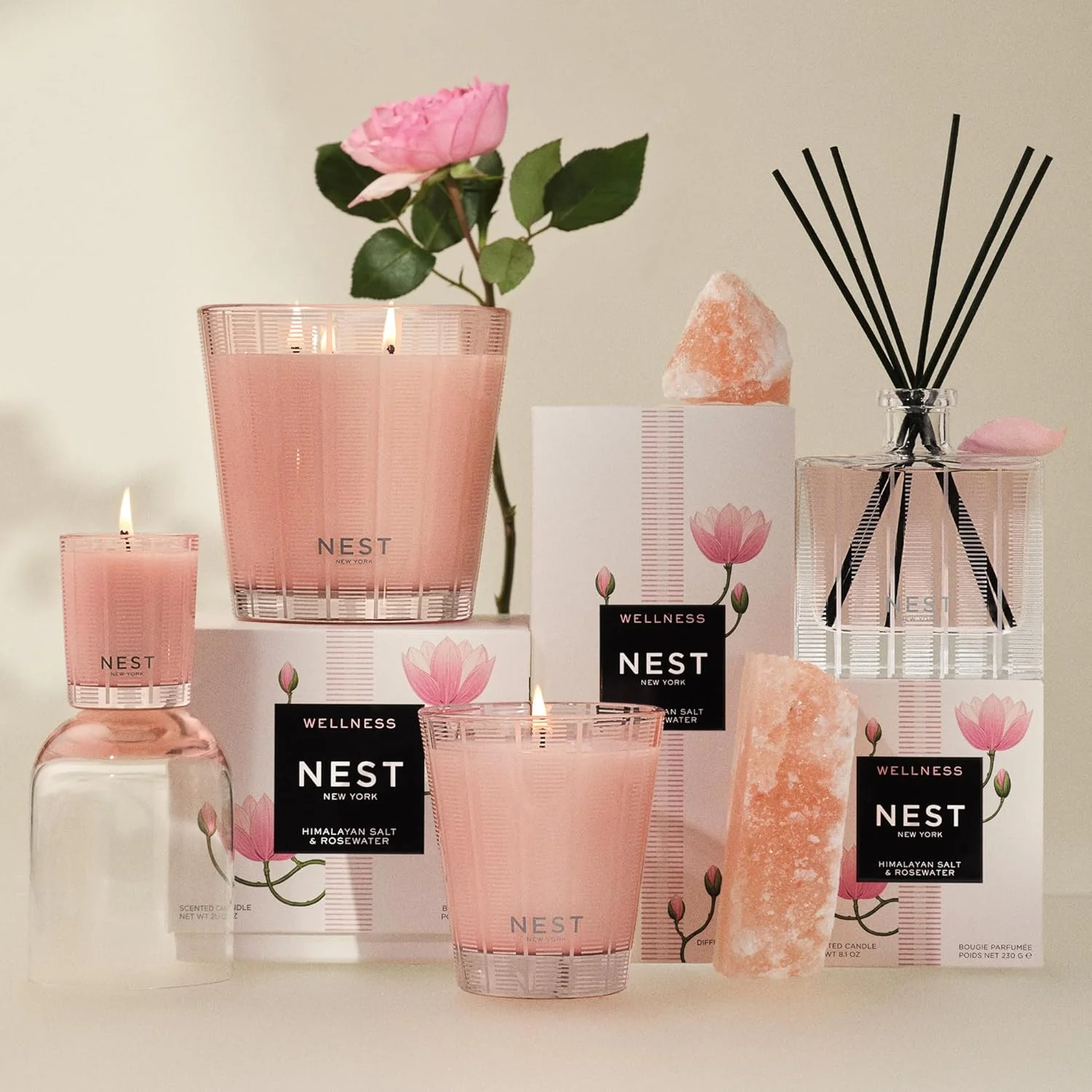 Himalayan Salt + Rosewater Scented Classic Candle - Image 2