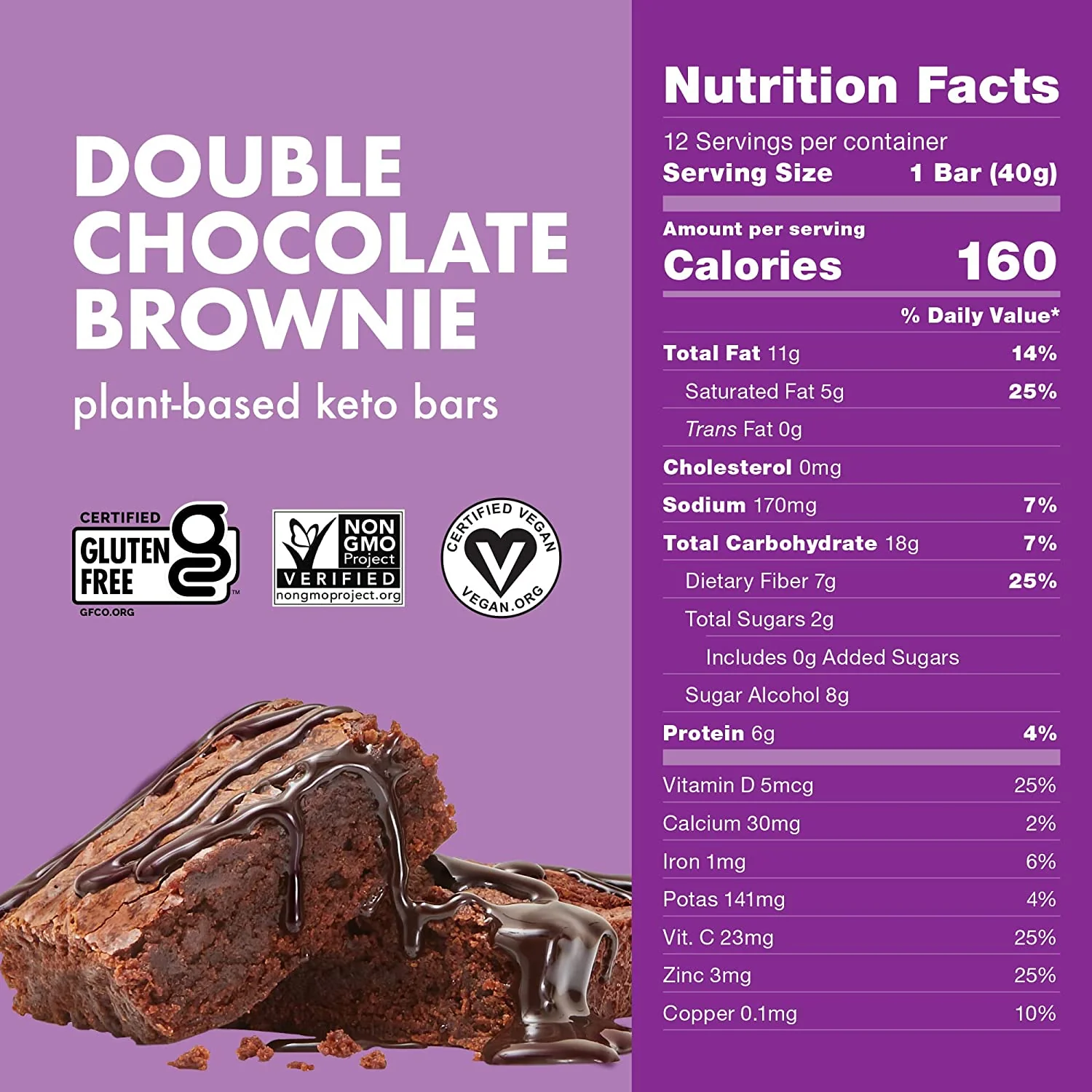 Keto Double Chocolate Brownie Bar (12 Pack) - Image 2