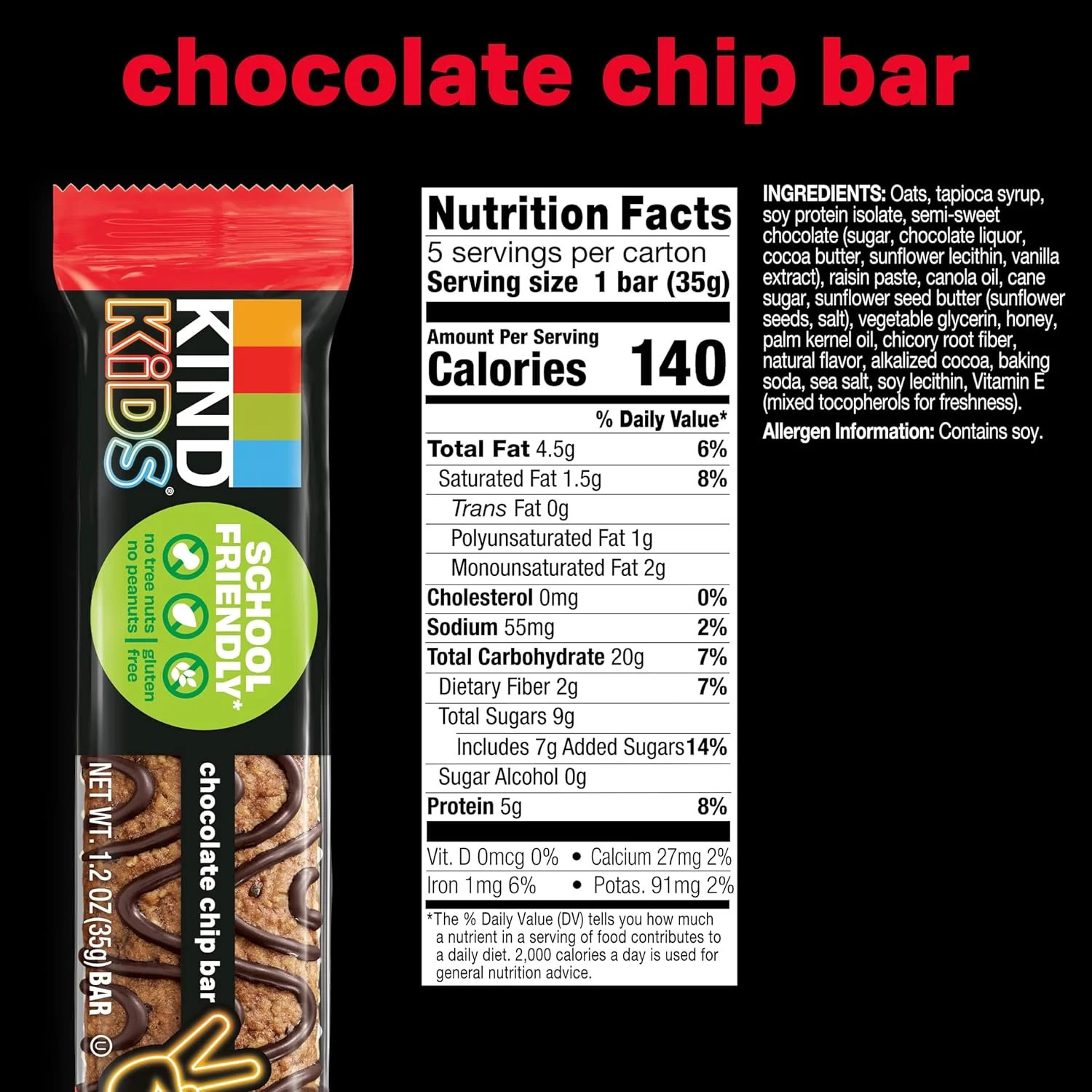 Kids Chewy Chocolate Chip Bars (5 CT) - Image 4