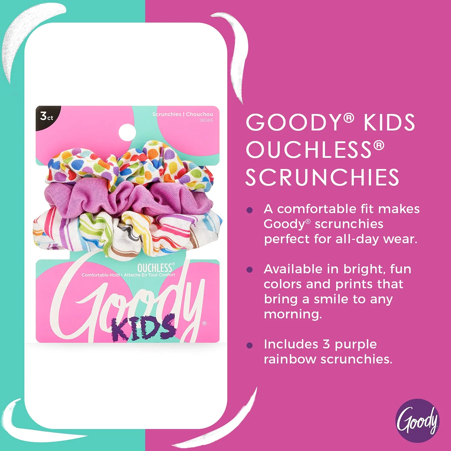 Kids Scrunchies Purple Rainbow (3 CT) - Image 3