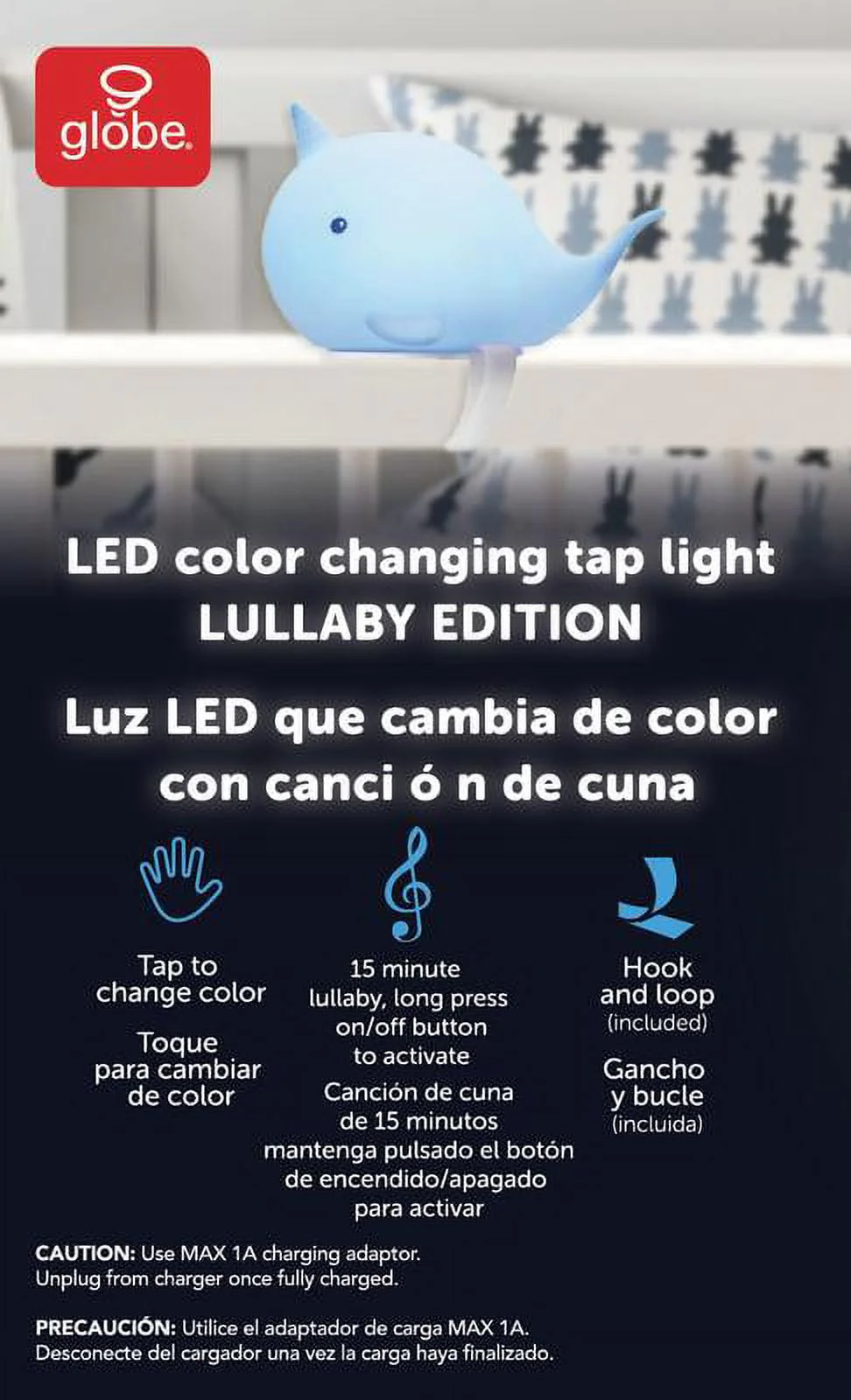 LED Narwhal Rechargeable Silicone Clip-on Kids Night Light - Image 3