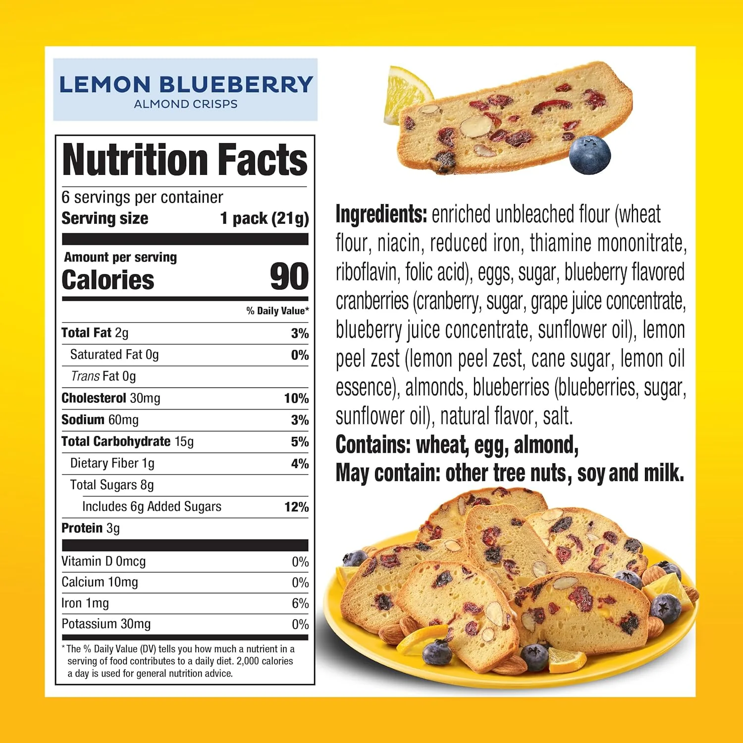 Lemon Blueberry Biscotti Almond Cookie Thins (6 packs of 3) - Image 5