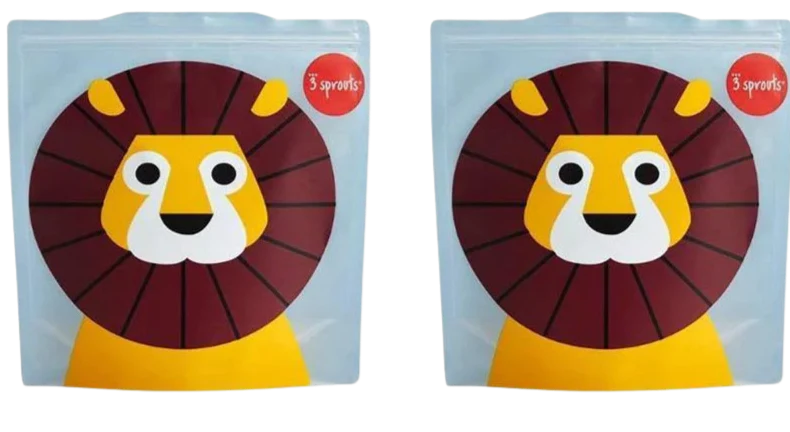Lion Reusable Sandwich Bag - Blue (Set of 2)