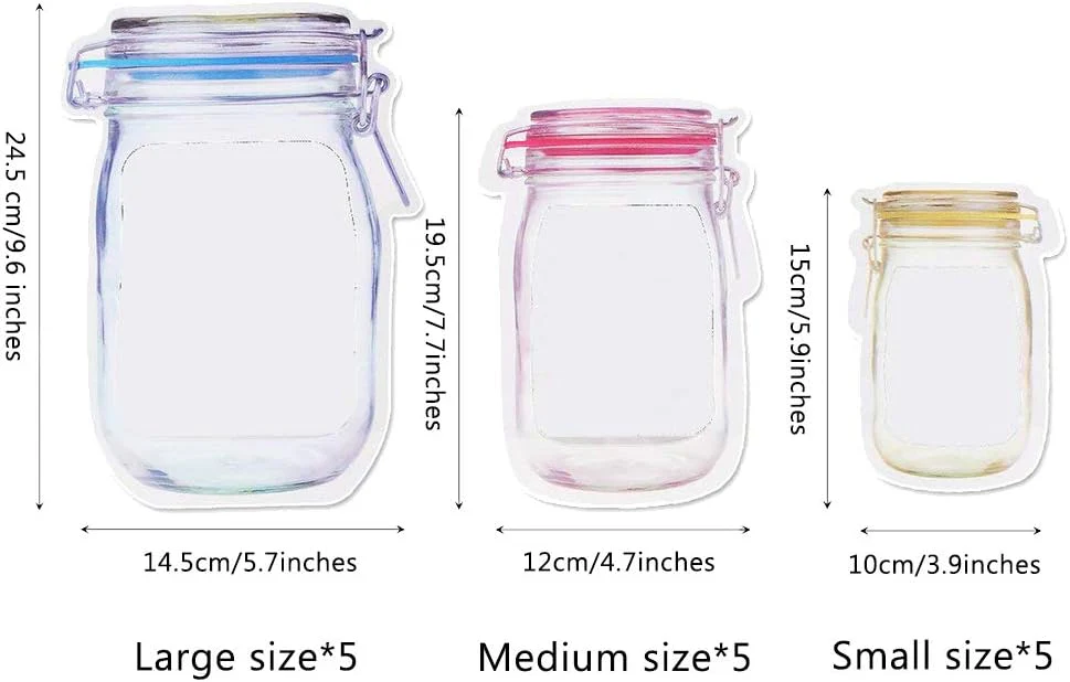 Mason Jar Zip Bags for Food Storage Mix and Match (10 Pack) - Image 4