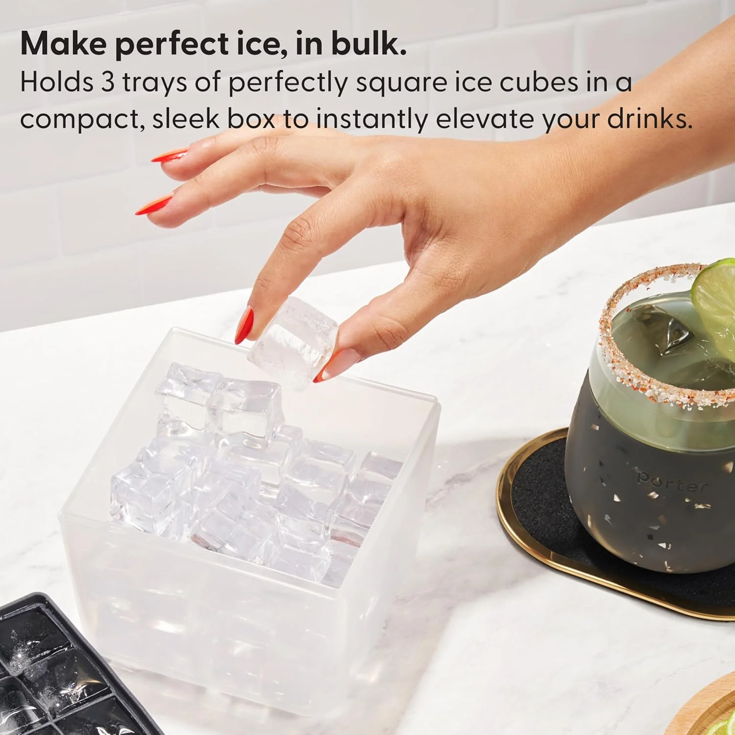 Mini Ice Box Silicone Ice Cube Tray with Lid & Bin - Charcoal - Image 5
