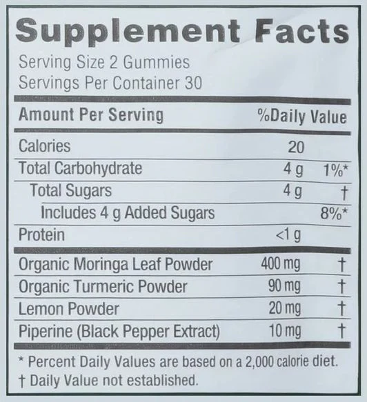 Moringa & Turmeric Super Gummies- Lemon Flavor - Image 3