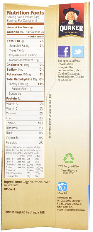 Oatmeal Instant Original Organic - Image 2