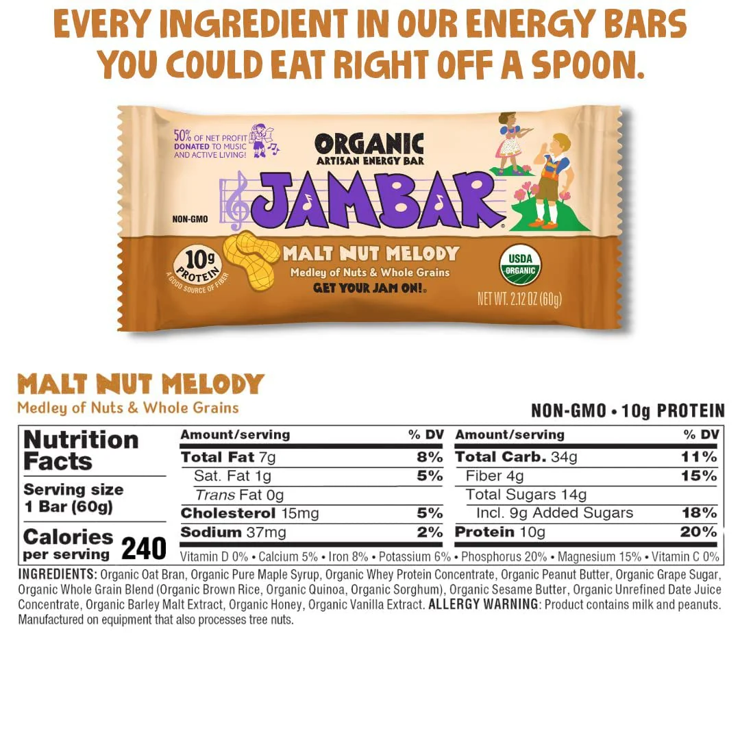 Organic Artisan Energy Bar Malt Nut Melody (12 CT) - Image 4