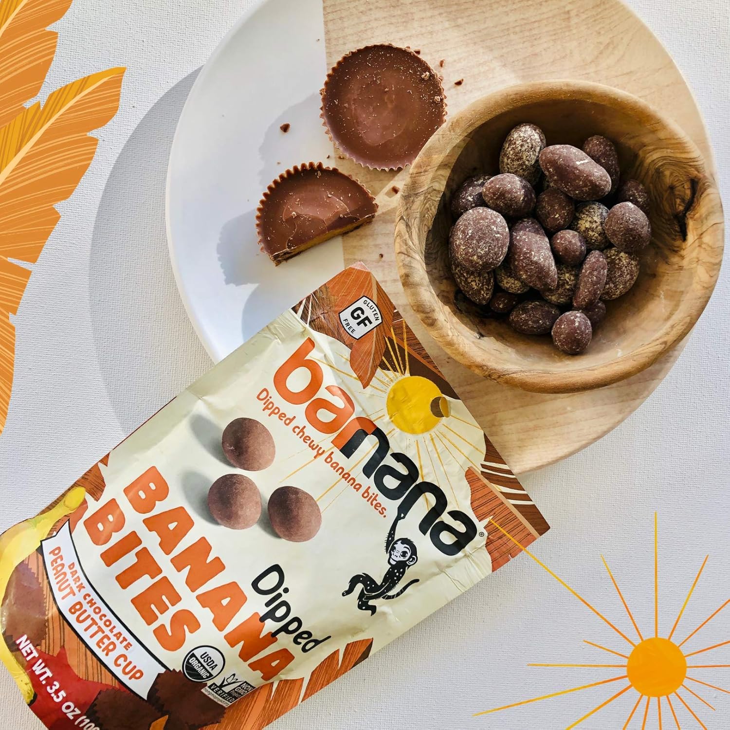 Organic Dark Chocolate Peanut Butter Cup Chewy Banana Bites - Image 2
