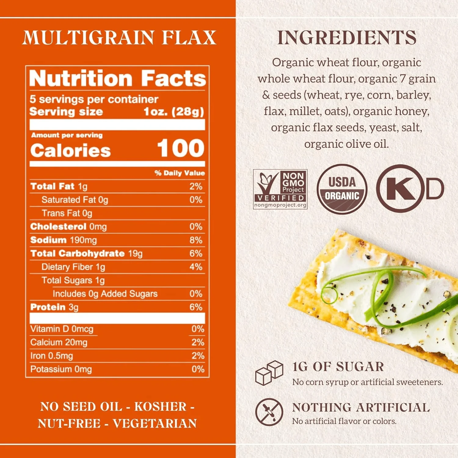 Organic Multigrain Flax Artisan Baked Crackers - Image 3