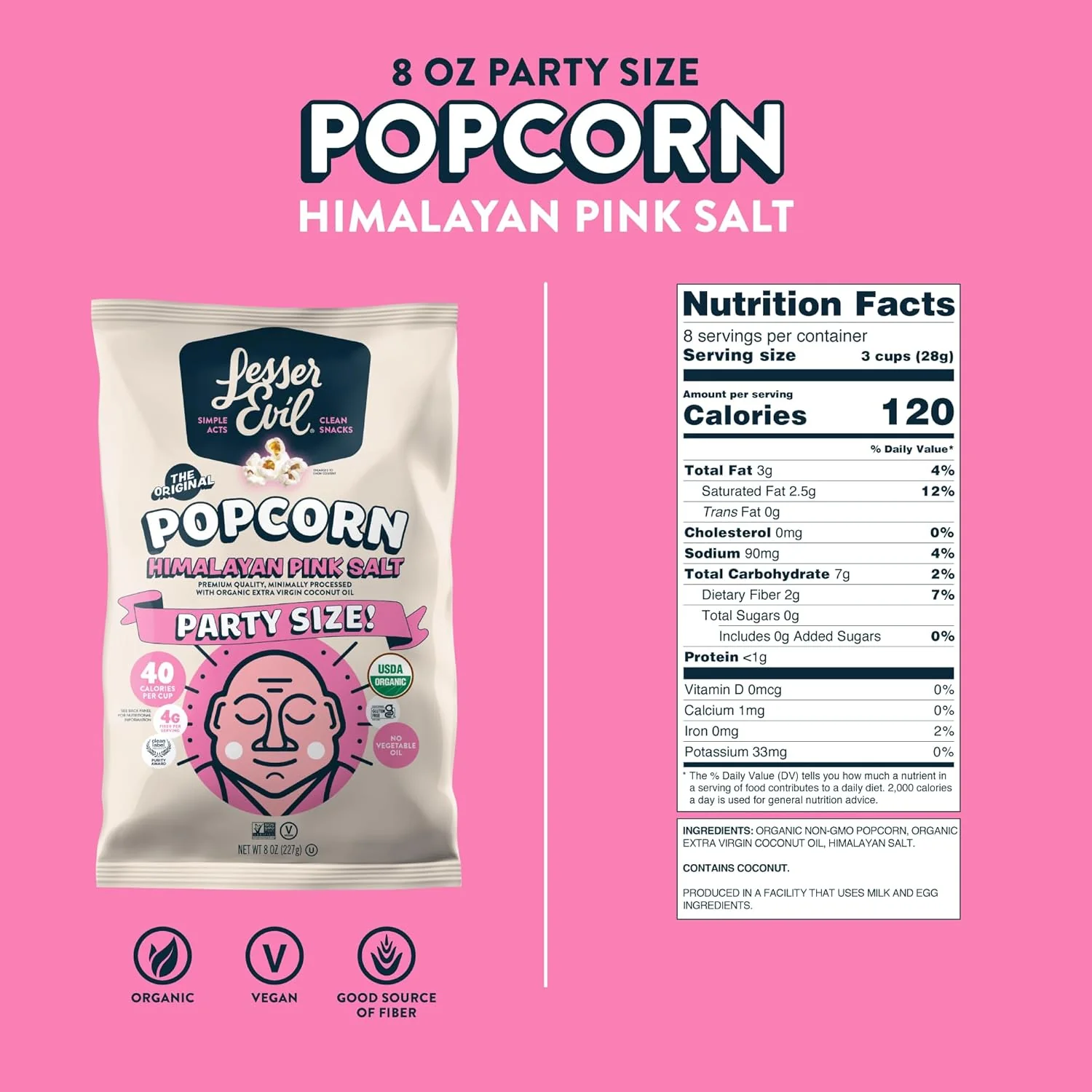 Organic Popcorn Himalayan Sea Salt - Image 3