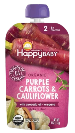 Organic Purple Carrots & Cauliflower With Avocado Oil & Oregano Baby Food Pouch