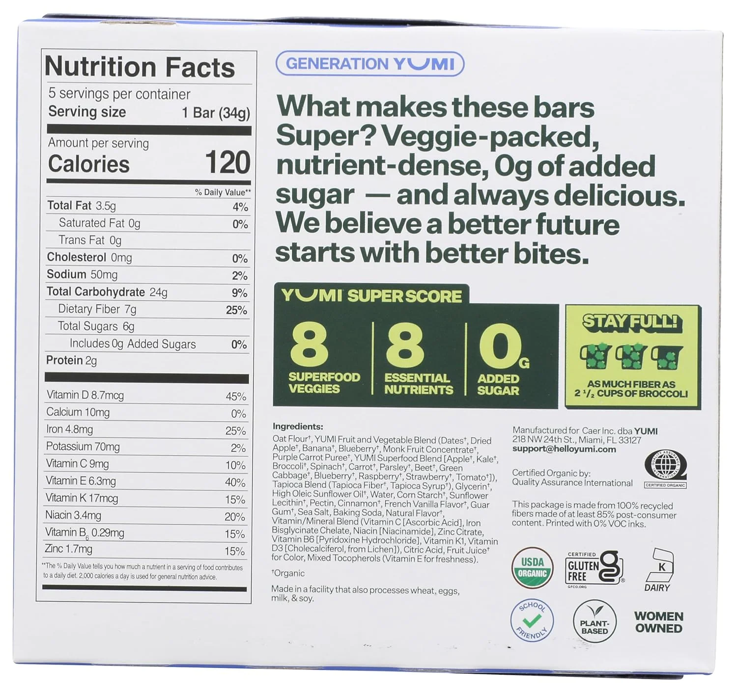 Organic Superfood Kids Bars - Blueberry (5 CT) - Image 2