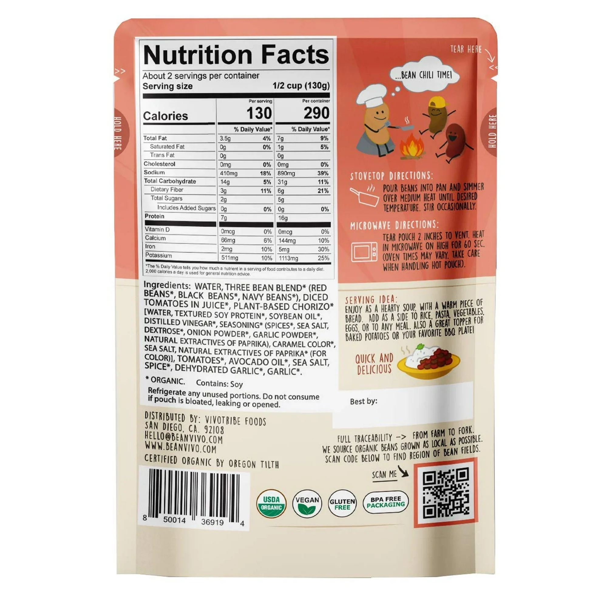 Organic Three Bean Vegan Chili (6 Pack) - Image 3