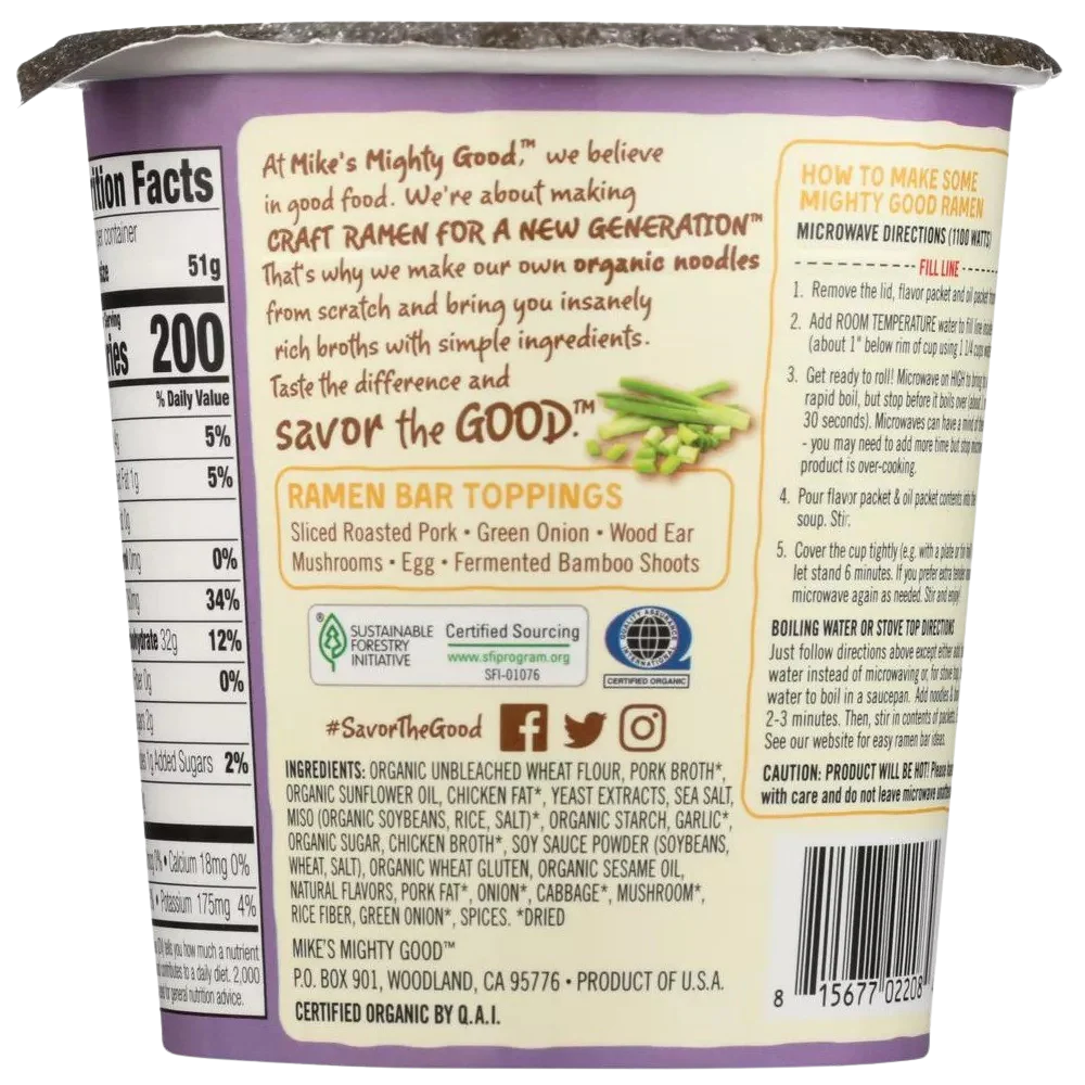 Organic Tonkotsu Pork Ramen Cup (6 Pack) - Image 3