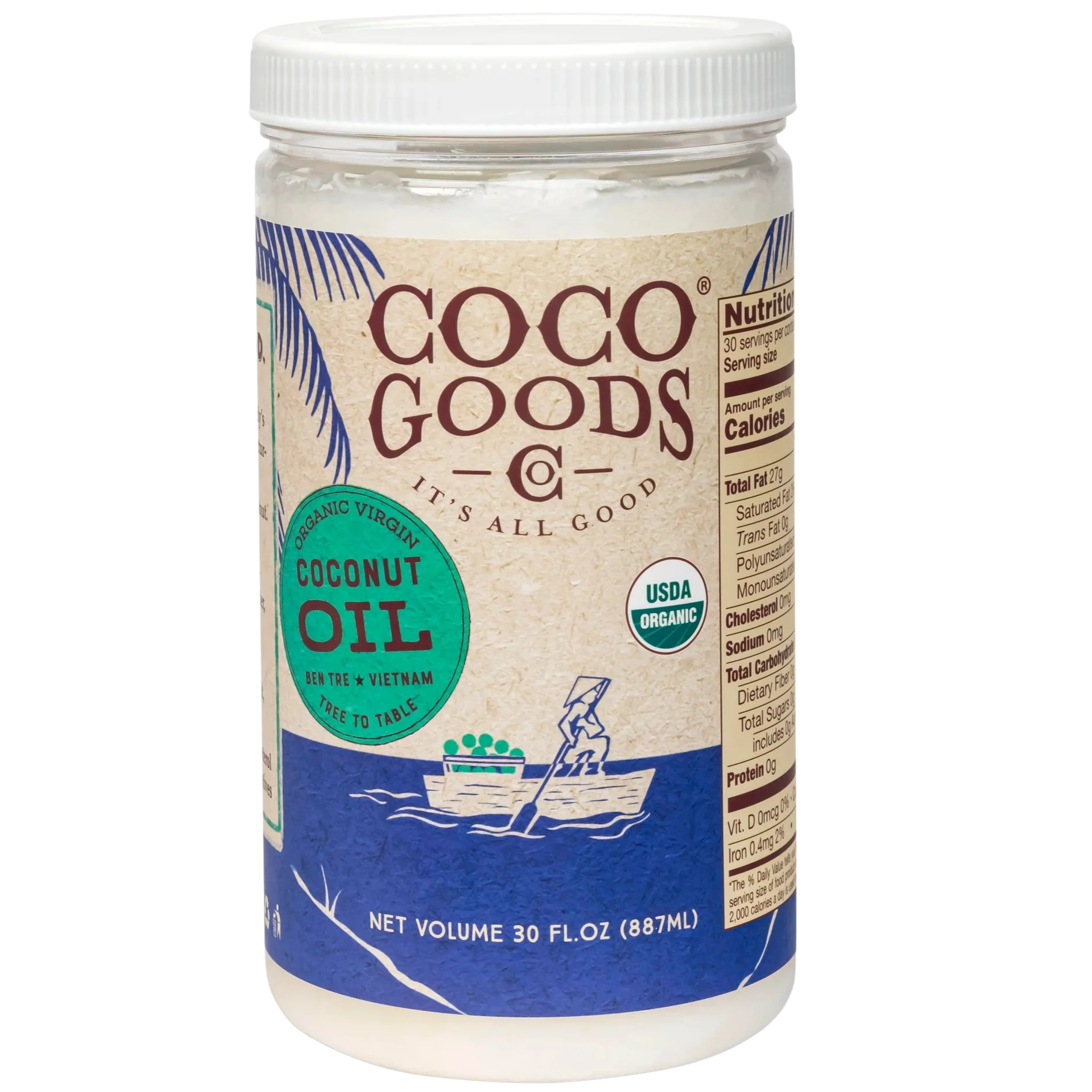 Organic Virgin Coconut Oil - 30 oz Cold Pressed