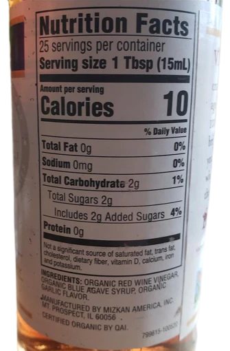 Organics Garlic Flavored Red Wine Vinegar - Image 2