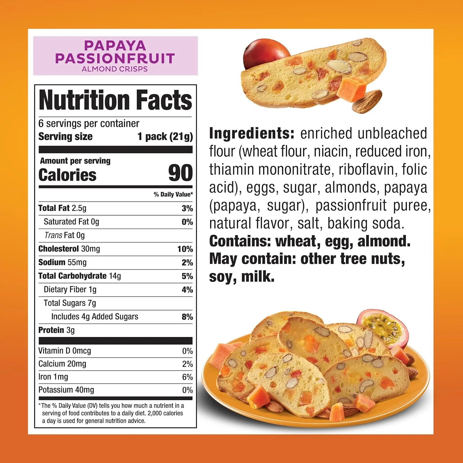 Papaya Passionfruit Almond Cookies (6 CT) - Image 2
