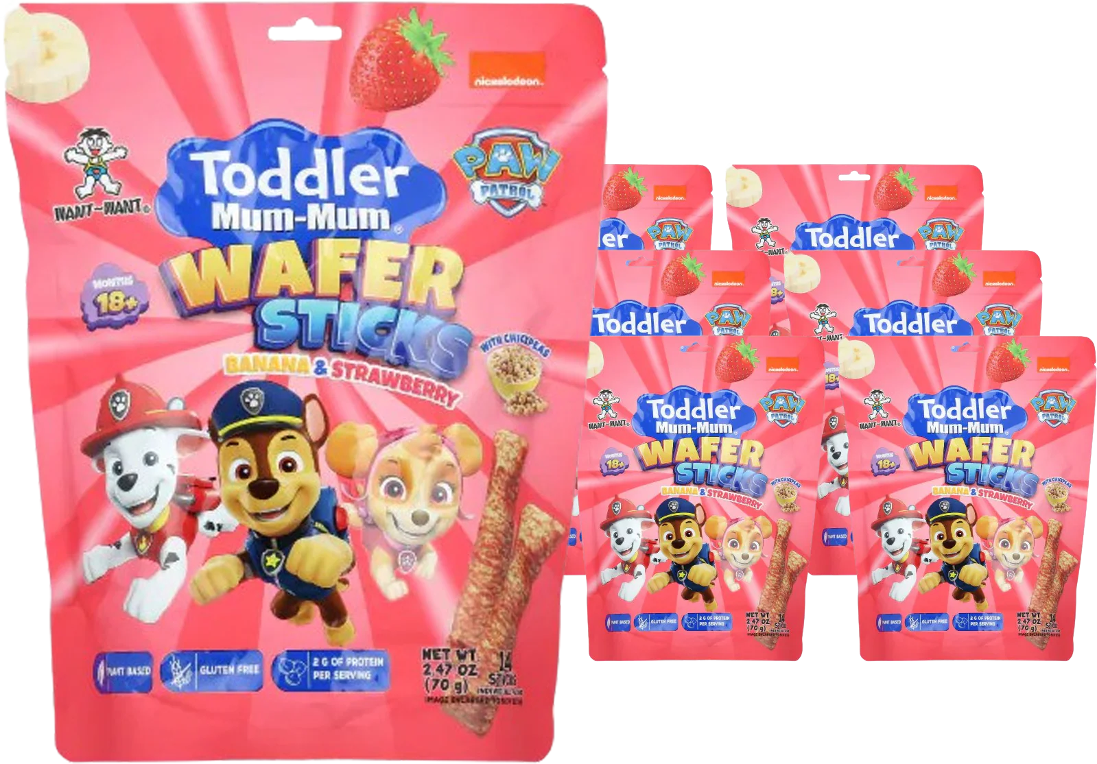 Paw Patrol Wafer Sticks Banana and Strawberry (6 Pack)