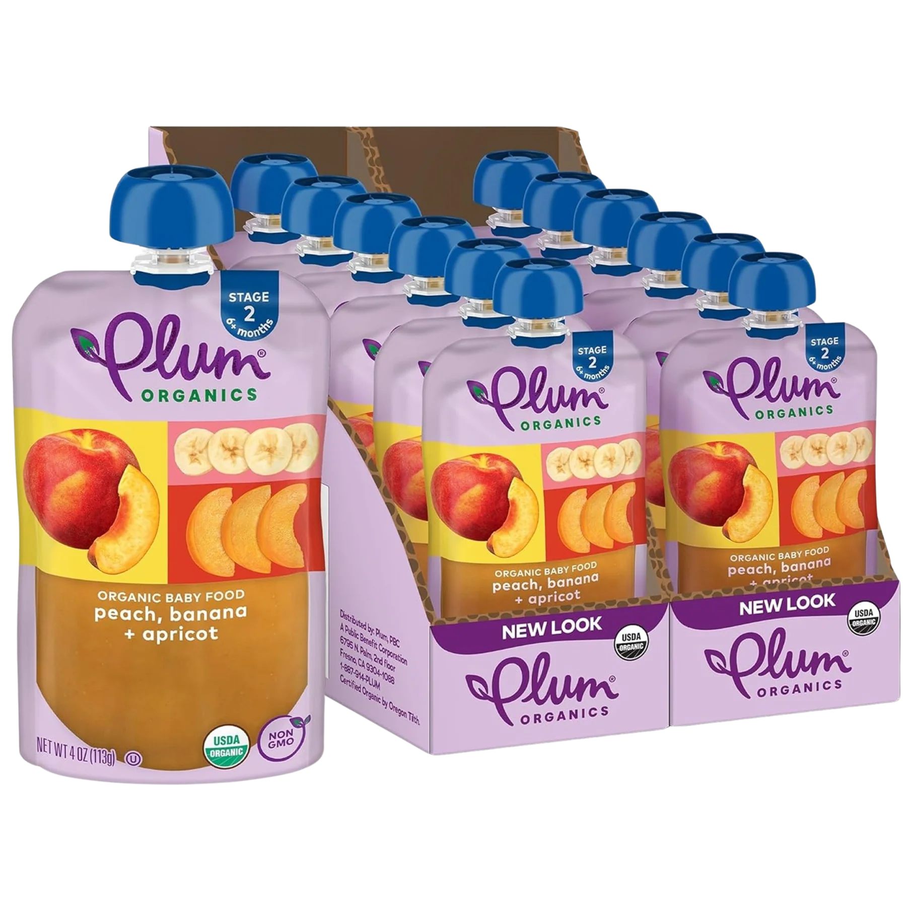 Peach, Banana & Apricot - Stage 2 Baby Puree (12 Pack)