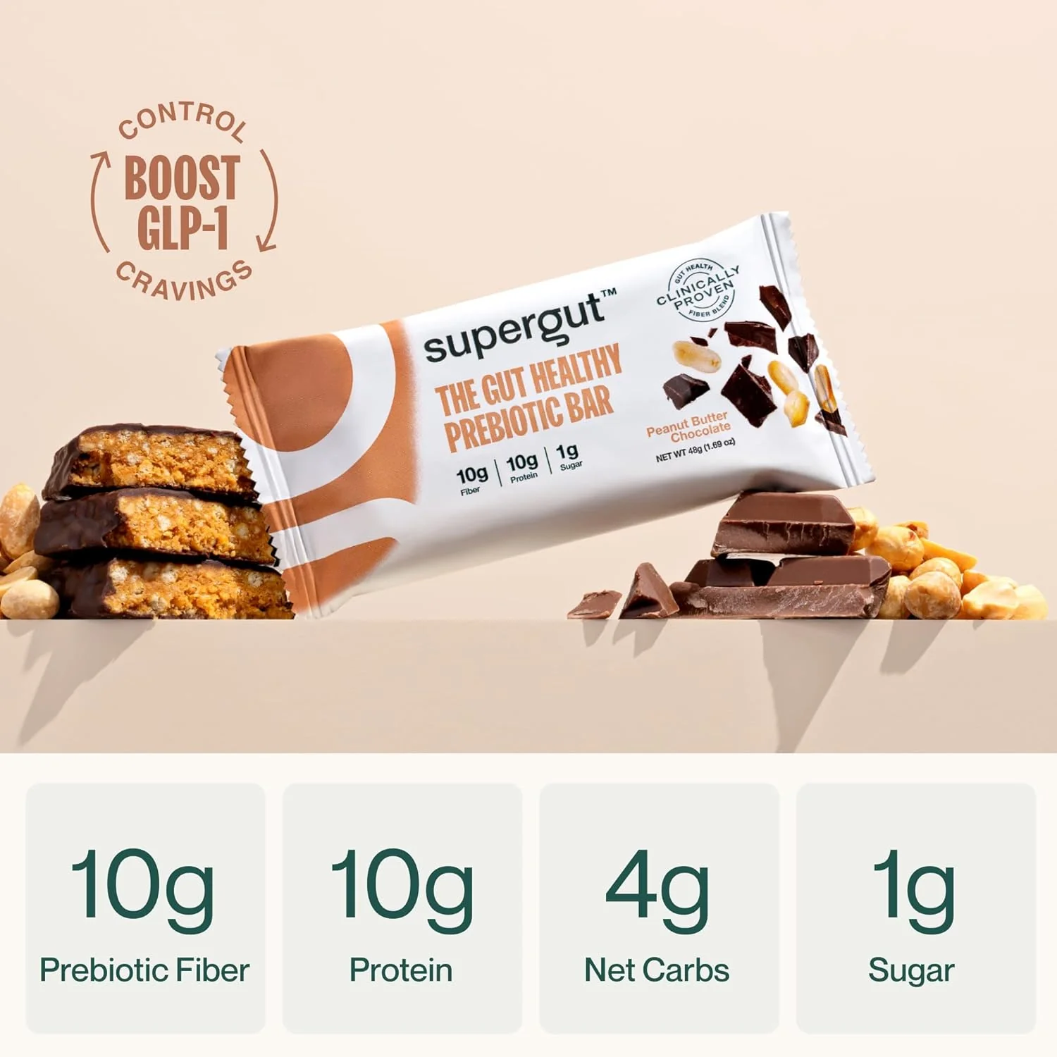 Peanut Butter Chocolate Prebiotic Bar (12 CT) - Image 2