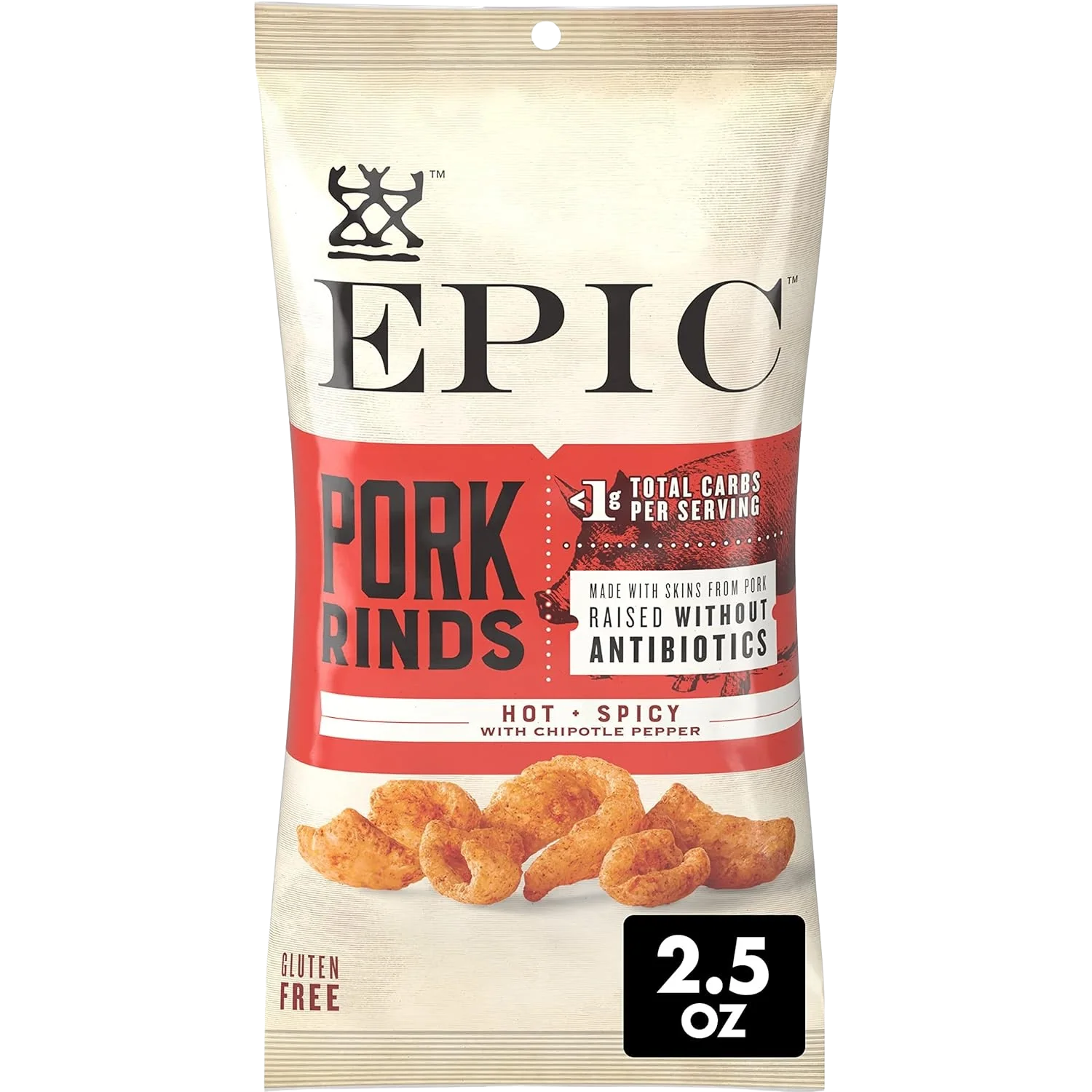 Pork Rinds - Hot + Spicy with Chipotle Pepper (4 Bags) - Image 2