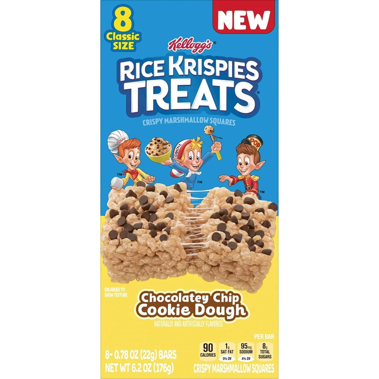 Rice Krispies Treats Crispy Marshmallow Squares - Chocolatey Chip Cookie Dough (8 Bars)