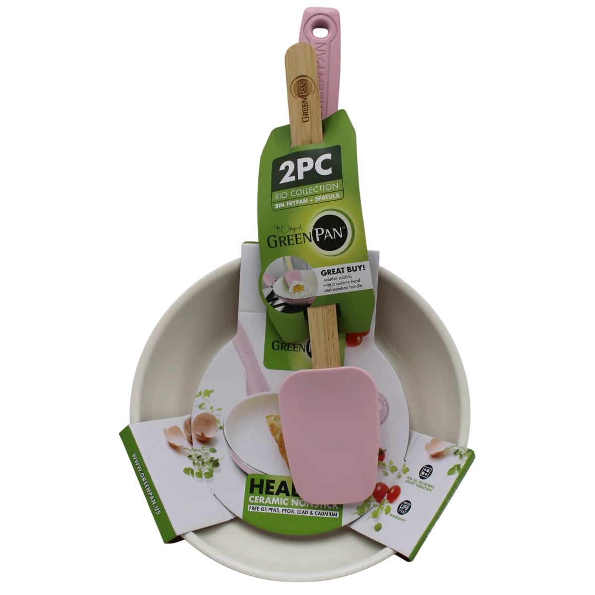 Rio Ceramic NS 8inches Fry Pan W/ Spatula - Pink - Image 6