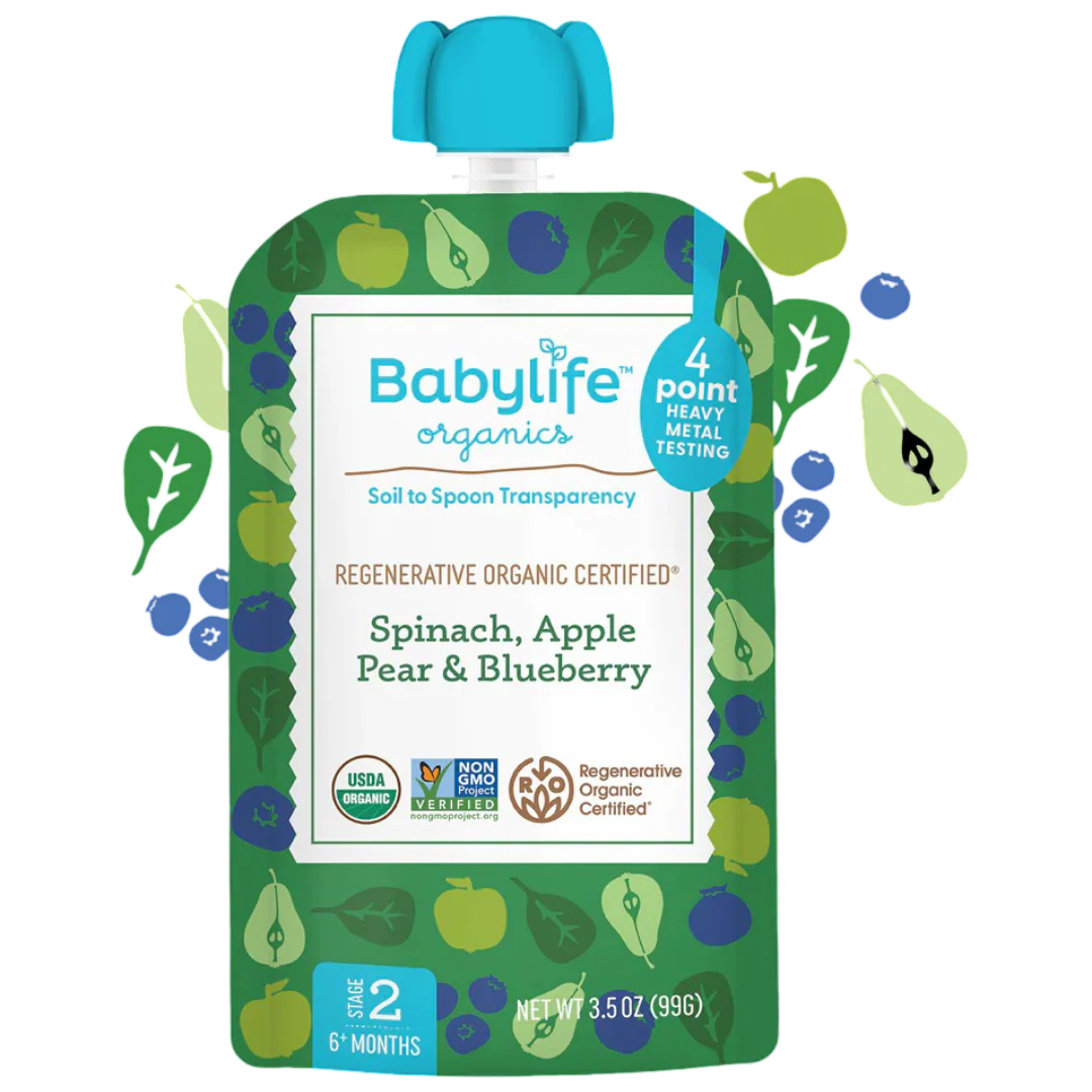 Spinach, Apple, Pear, Blueberry Baby Food Pouches (6 CT) - Image 2