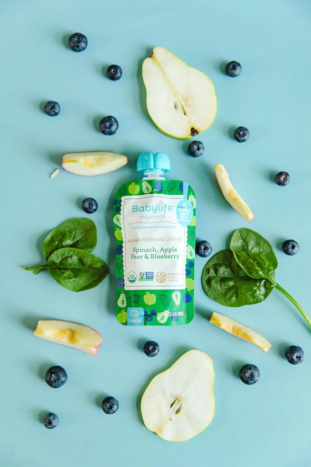 Spinach, Apple, Pear, Blueberry Baby Food Pouches (6 CT) - Image 4