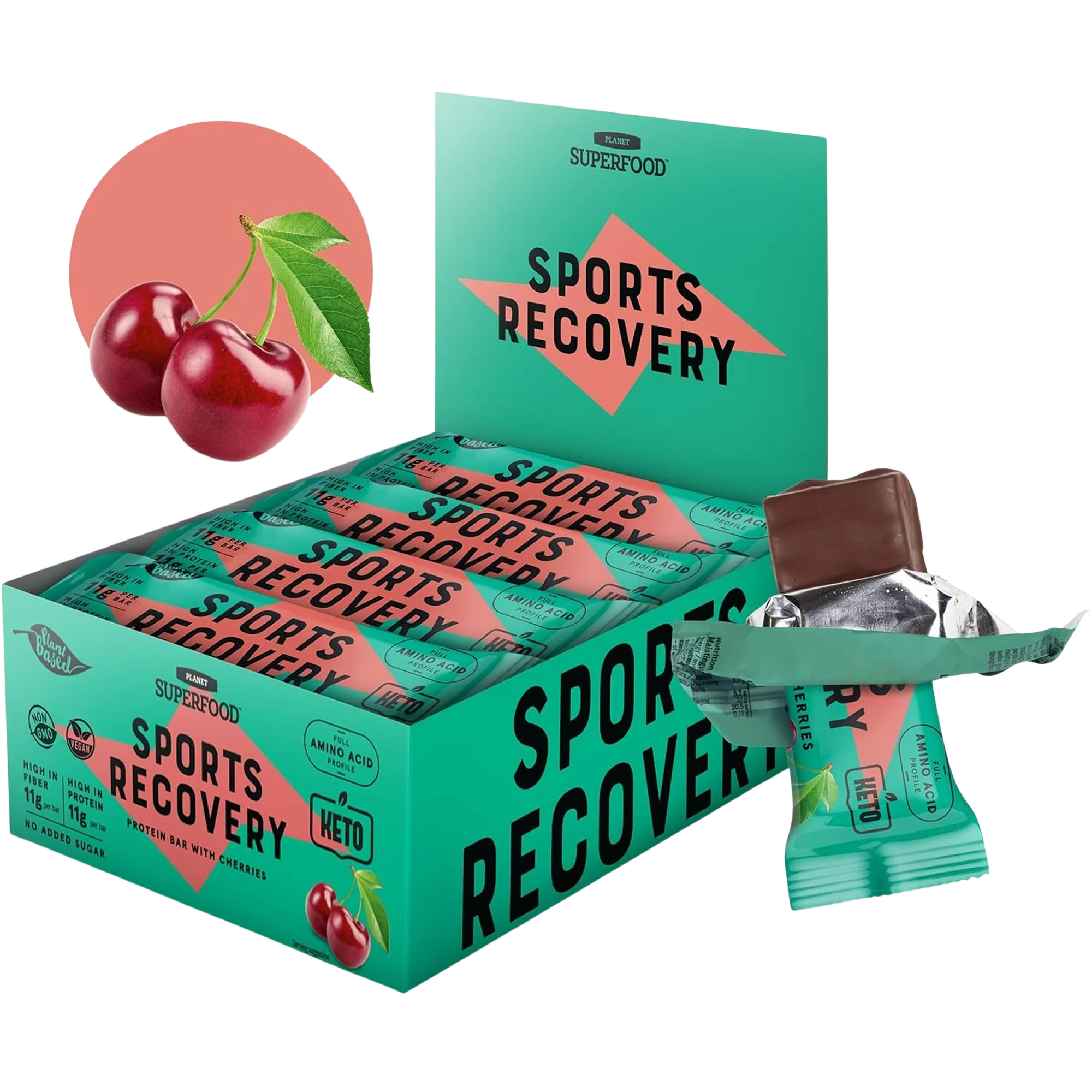 Planet Superfood Sports Recovery - Cherry Protein Bars (12CT)