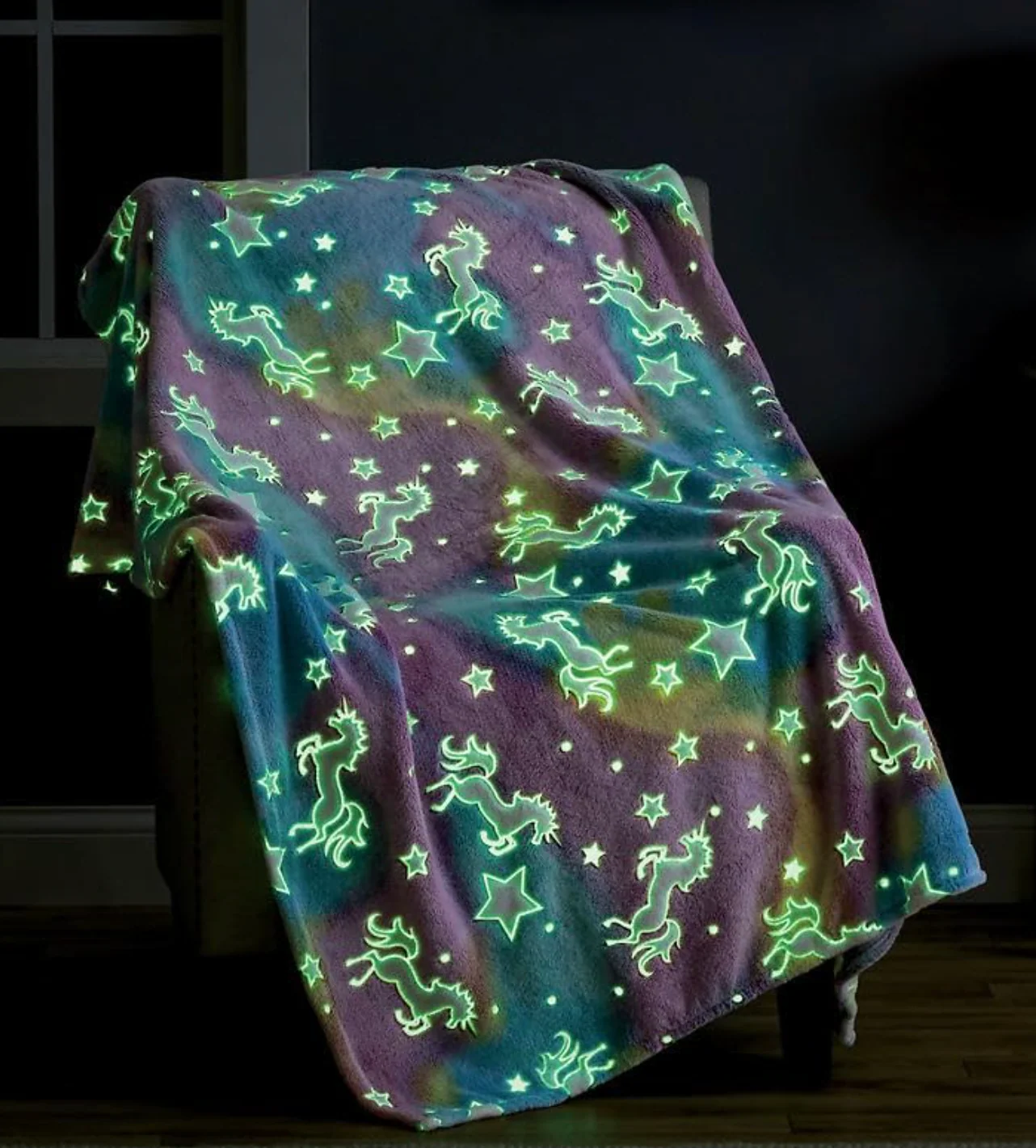 Star Glow Unicorn Micro Plush Blanket - Image 4